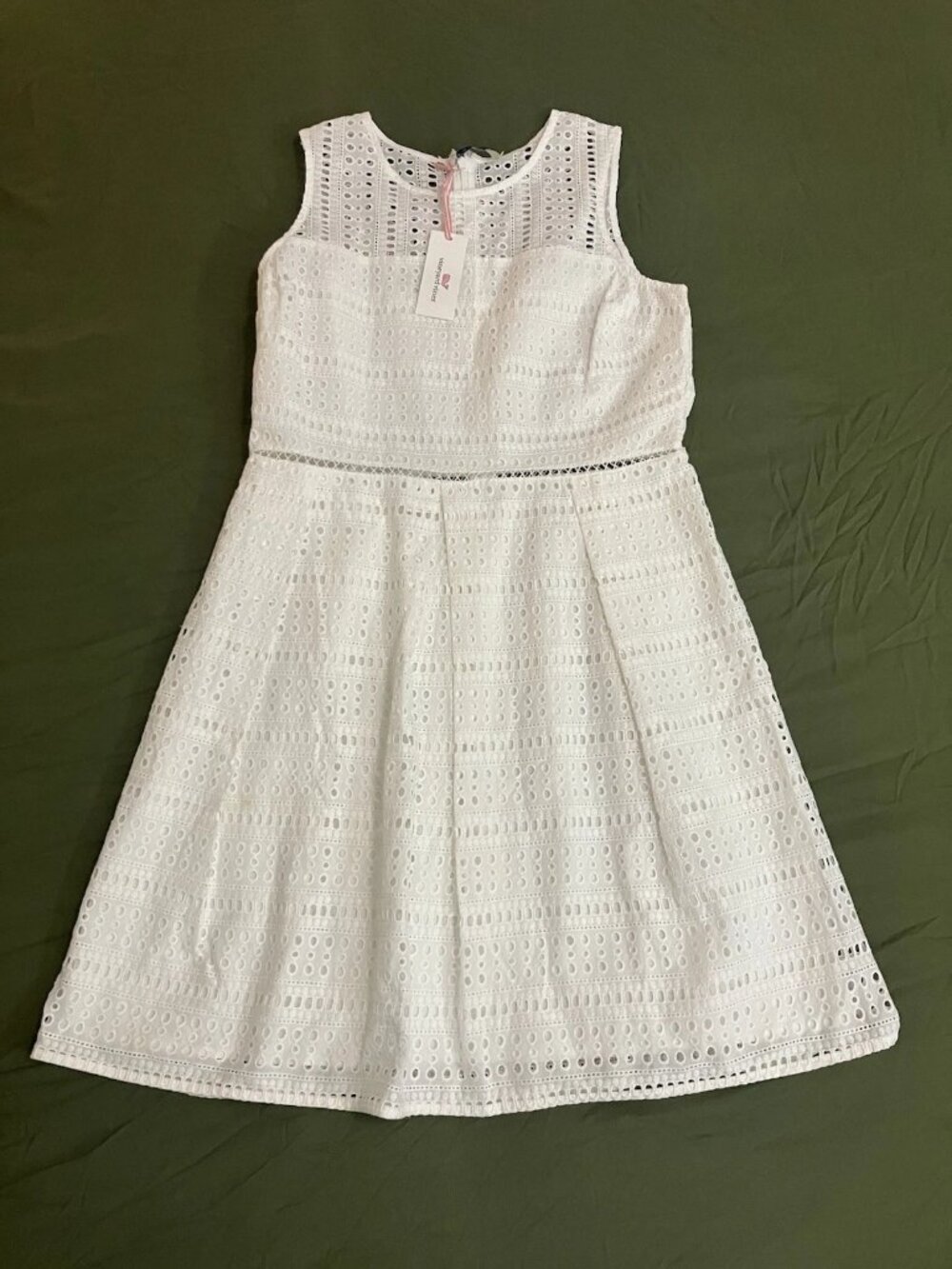 Vineyard Vines White Cap Eyelet Fit & Flare Dress White Size 12 NWT